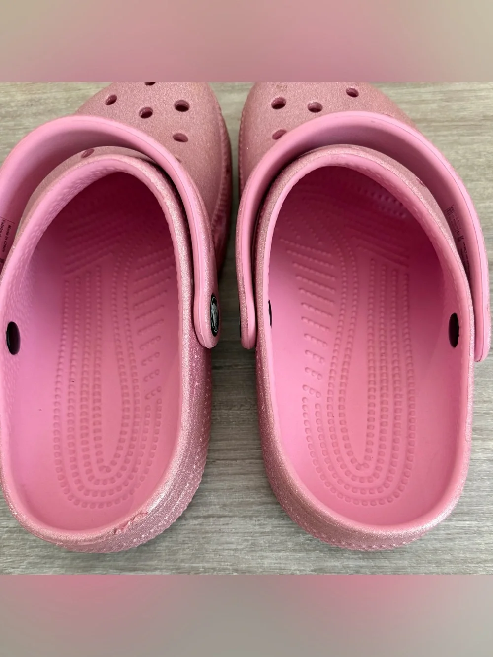 CROCS Glitter Pink Slip-On Waterproof Lightweight Clog Sandals Shoes 2